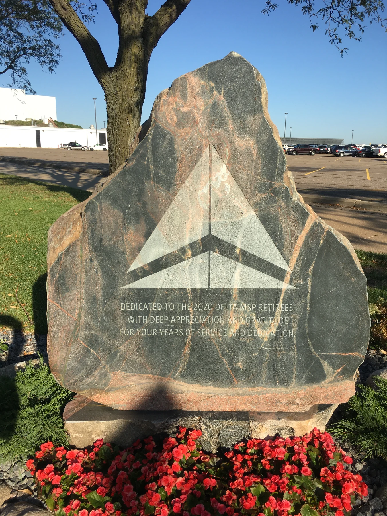 Custom engraved Delta memorial stone by LetterNstone