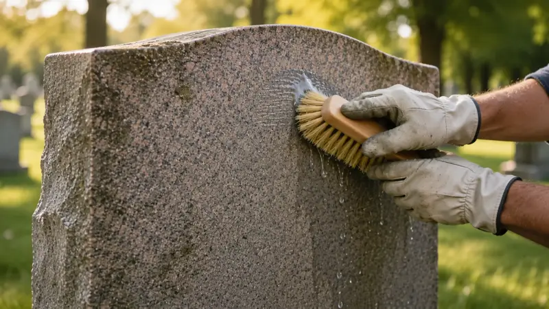 A cleaned and refurbished granite headstone restored by LetterNstone
