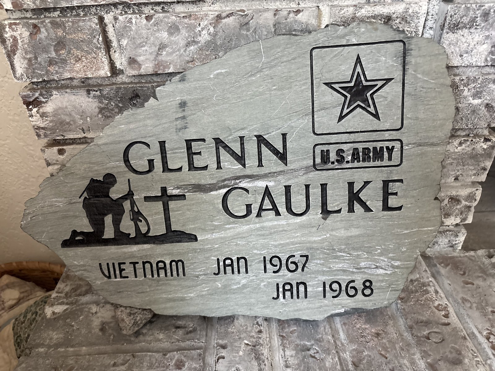 Glenn Gaulke — engraved granite veteran memorial stone by LetterNstone